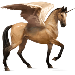winged riding unicorn akhal-teke dun