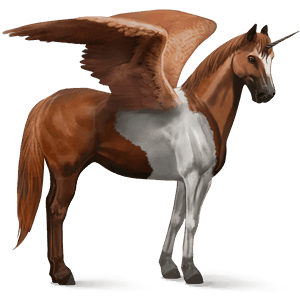 winged riding unicorn paint horse chestnut tobiano