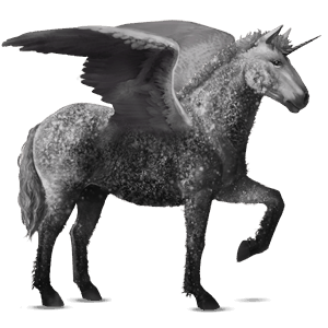 winged riding unicorn curly dapple gray