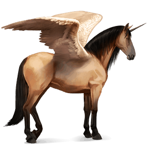 winged riding unicorn purebred spanish horse dun