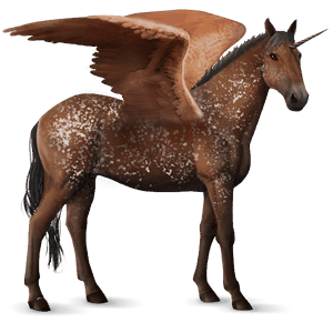 winged riding unicorn purebred spanish horse cherry bay