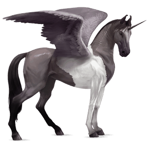 winged riding unicorn light gray