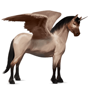 winged unicorn pony  newfoundland pony roan