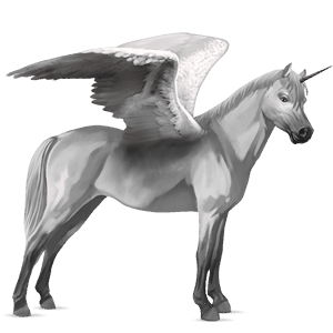 winged unicorn pony  welsh light gray