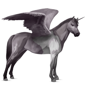 winged unicorn pony  kerry bog mouse gray tobiano