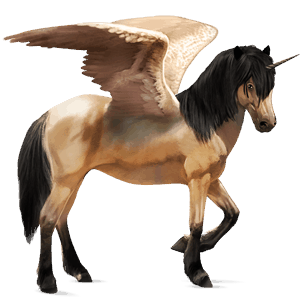 winged riding unicorn vanner dun tobiano