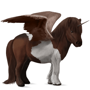 winged unicorn pony  chestnut tobiano