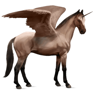 winged riding unicorn selle français strawberry roan