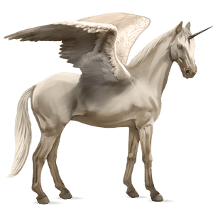 winged riding unicorn light gray