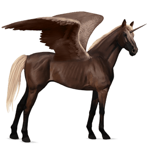 winged riding unicorn dark bay