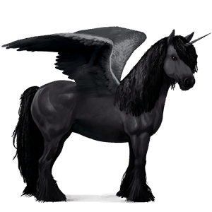 winged riding unicorn dark bay tobiano
