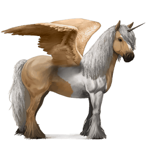 winged riding unicorn vanner palomino tobiano