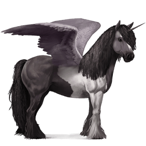 winged riding unicorn dapple gray tobiano