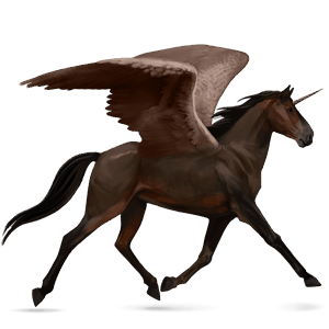 winged riding unicorn dark bay