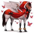 winged riding unicorn red