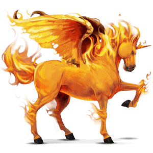 winged riding unicorn fire element