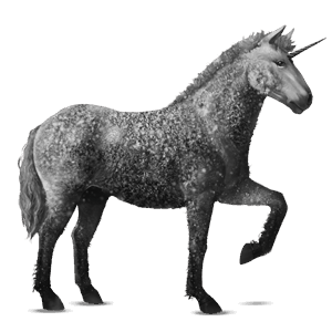 riding unicorn curly dapple gray