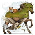 riding unicorn paint horse chestnut overo